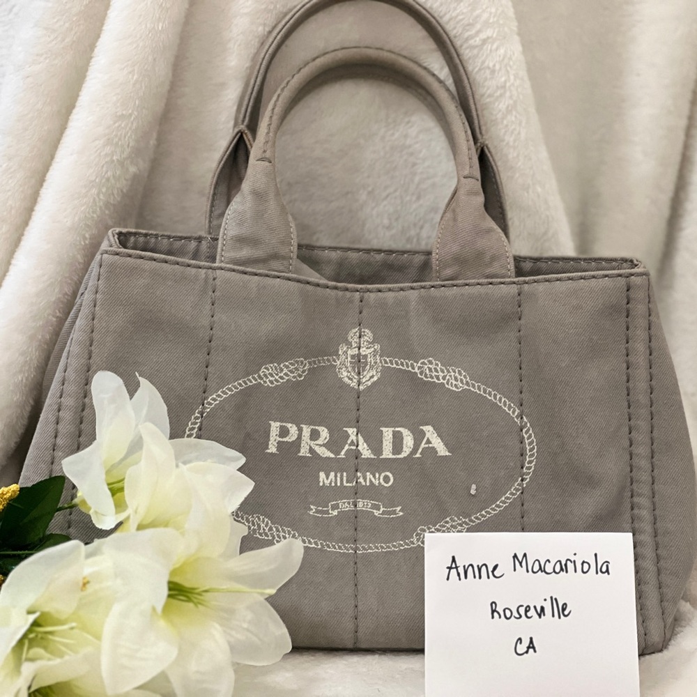 Prada Canapa Tote in Gray color